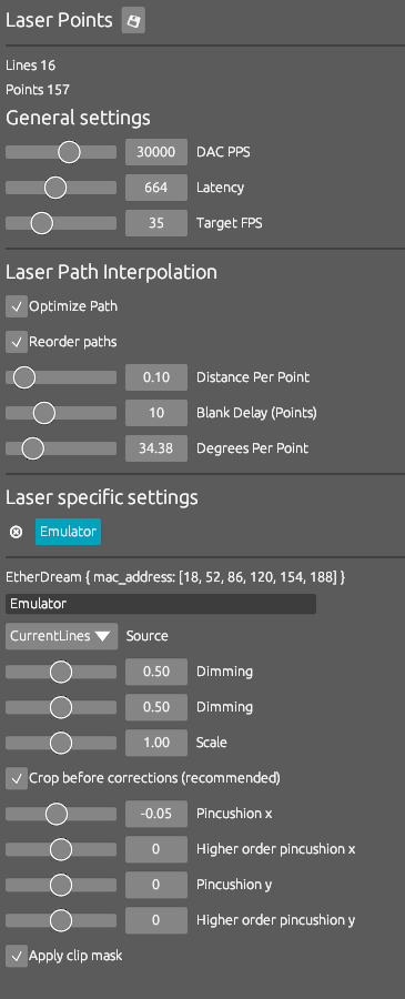 Laser DAC controls